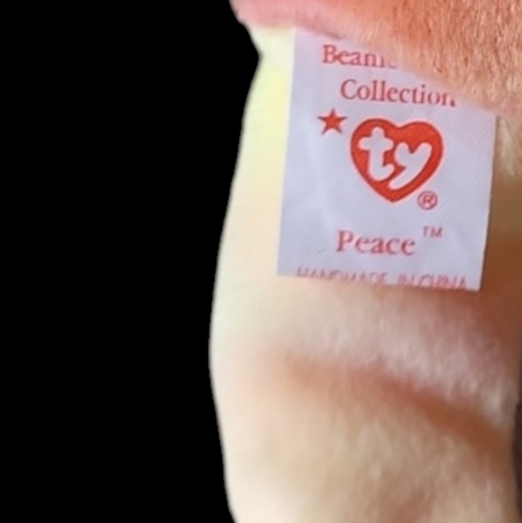 RARE Retired TY Beanie Baby "Peace" the Rainbow Tie-Dye Peace Bear ☮️🌈🐻 - Picture 7 of 7